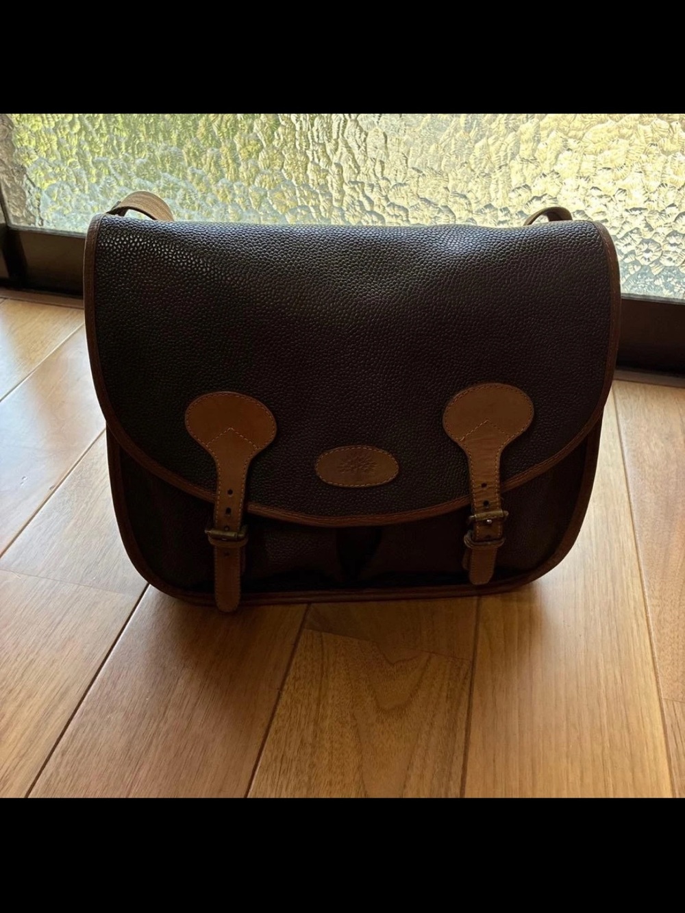 Mulberry Dark Brown Canvas Messenger with Tan Leather Trim